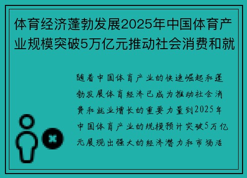 体育经济蓬勃发展2025年中国体育产业规模突破5万亿元推动社会消费和就业增长